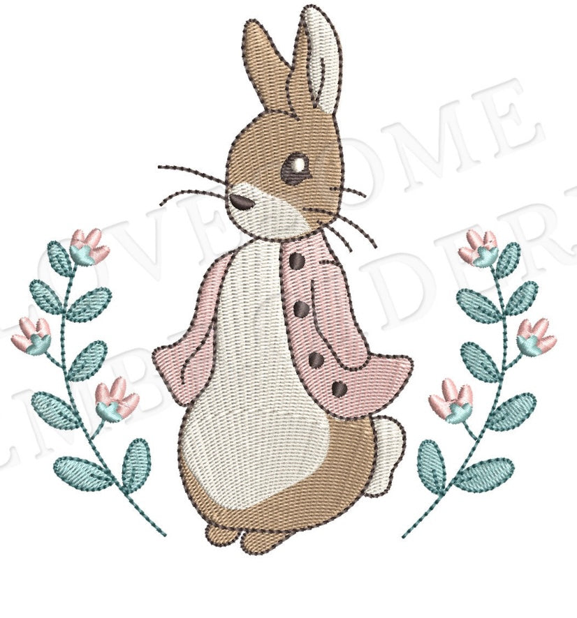 Pink bunny embroidery design