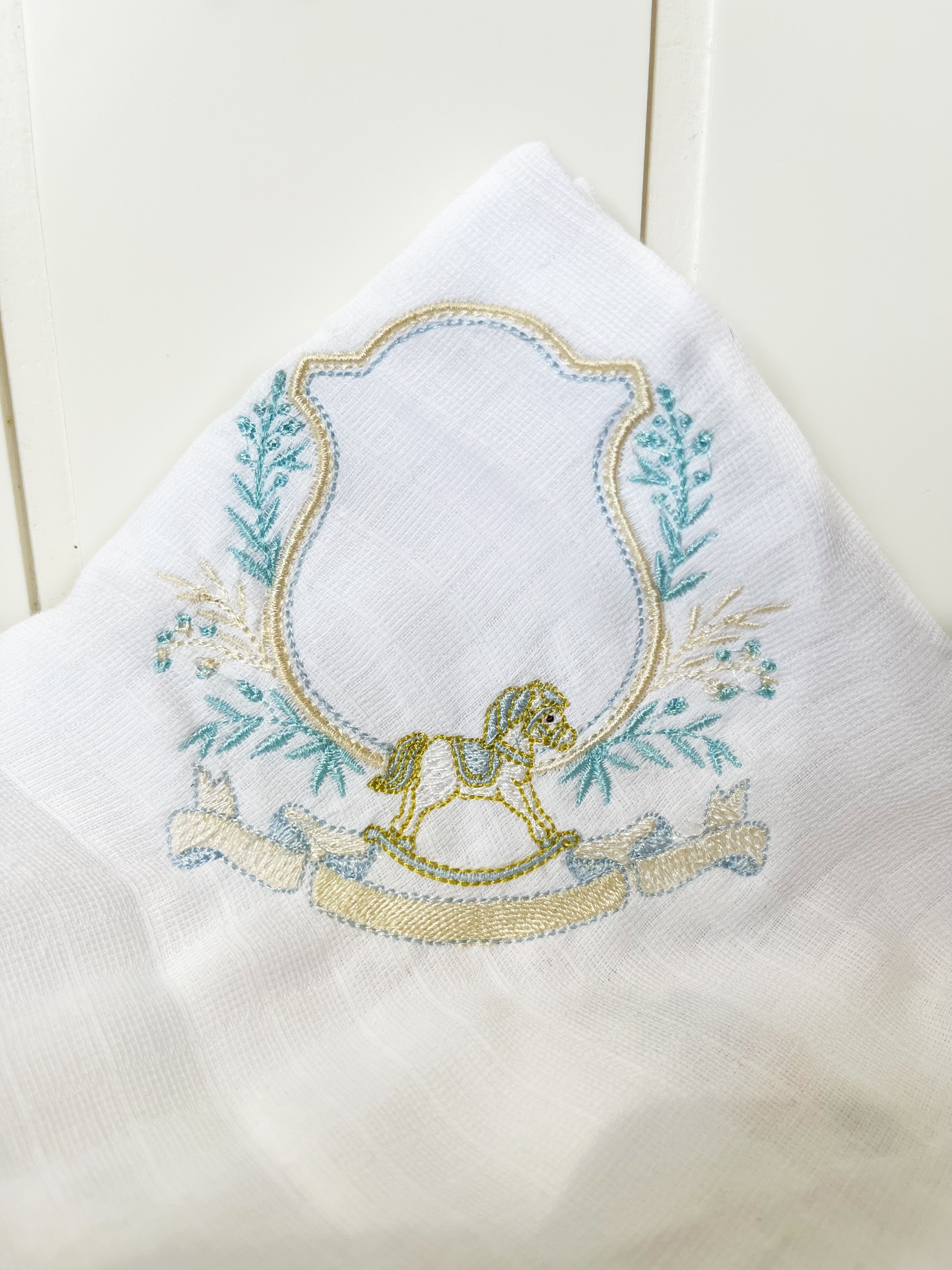 Boys rocking horse frame muslin