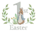 bunny 1st easter wreath embroidery design