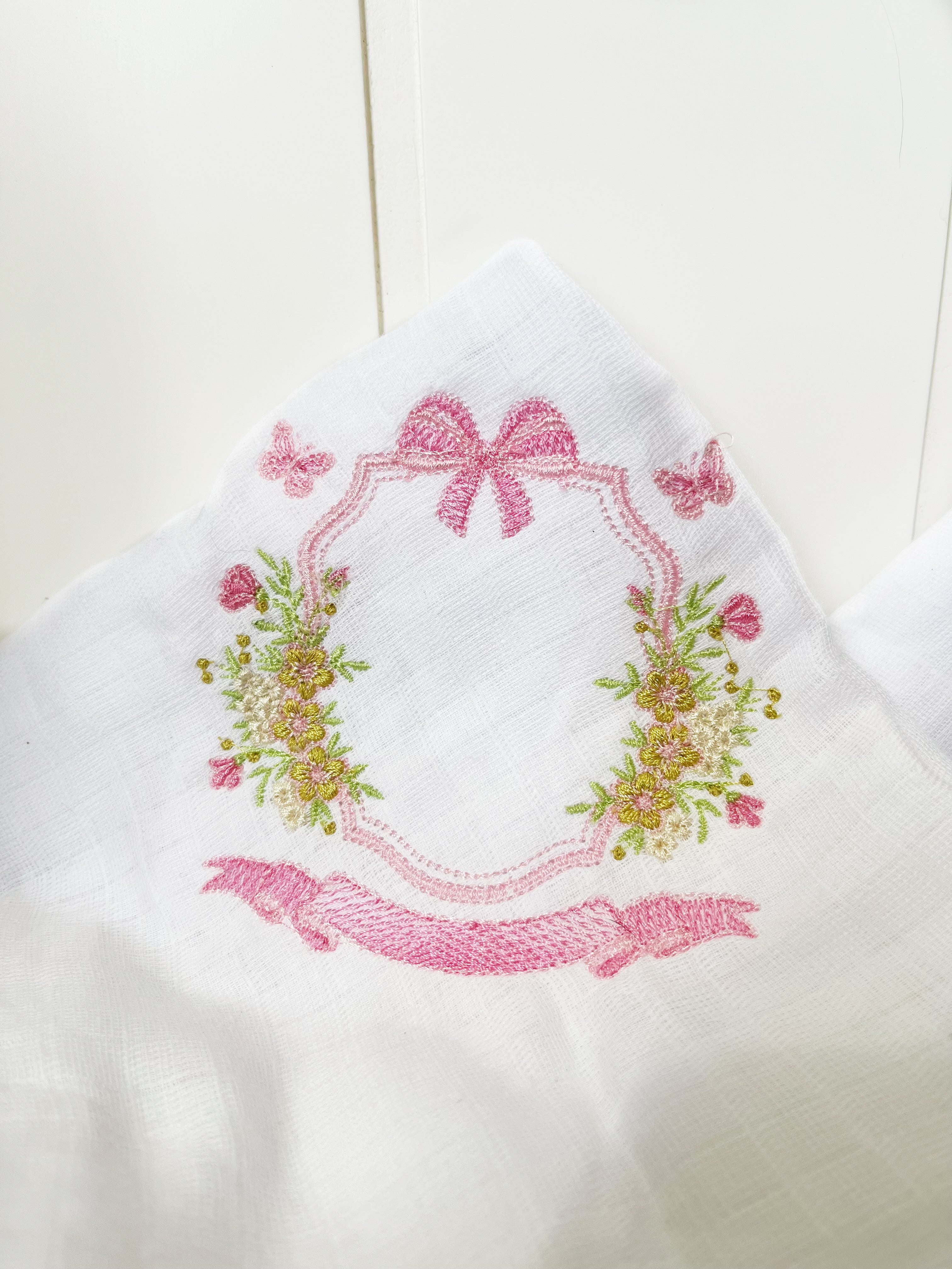 heirloom girls floral frame muslin square