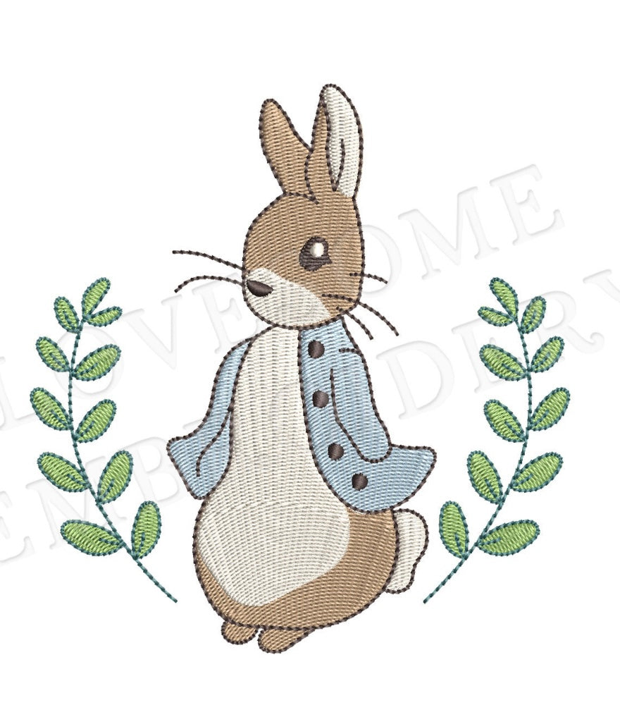 Blue bunny embroidery design