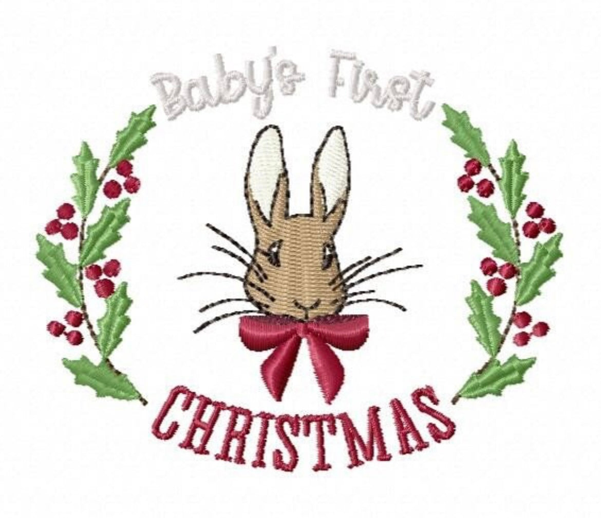 Baby’s first Christmas embroidery design