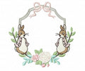 Pink Bunny Floral Wreath Embroidery Design